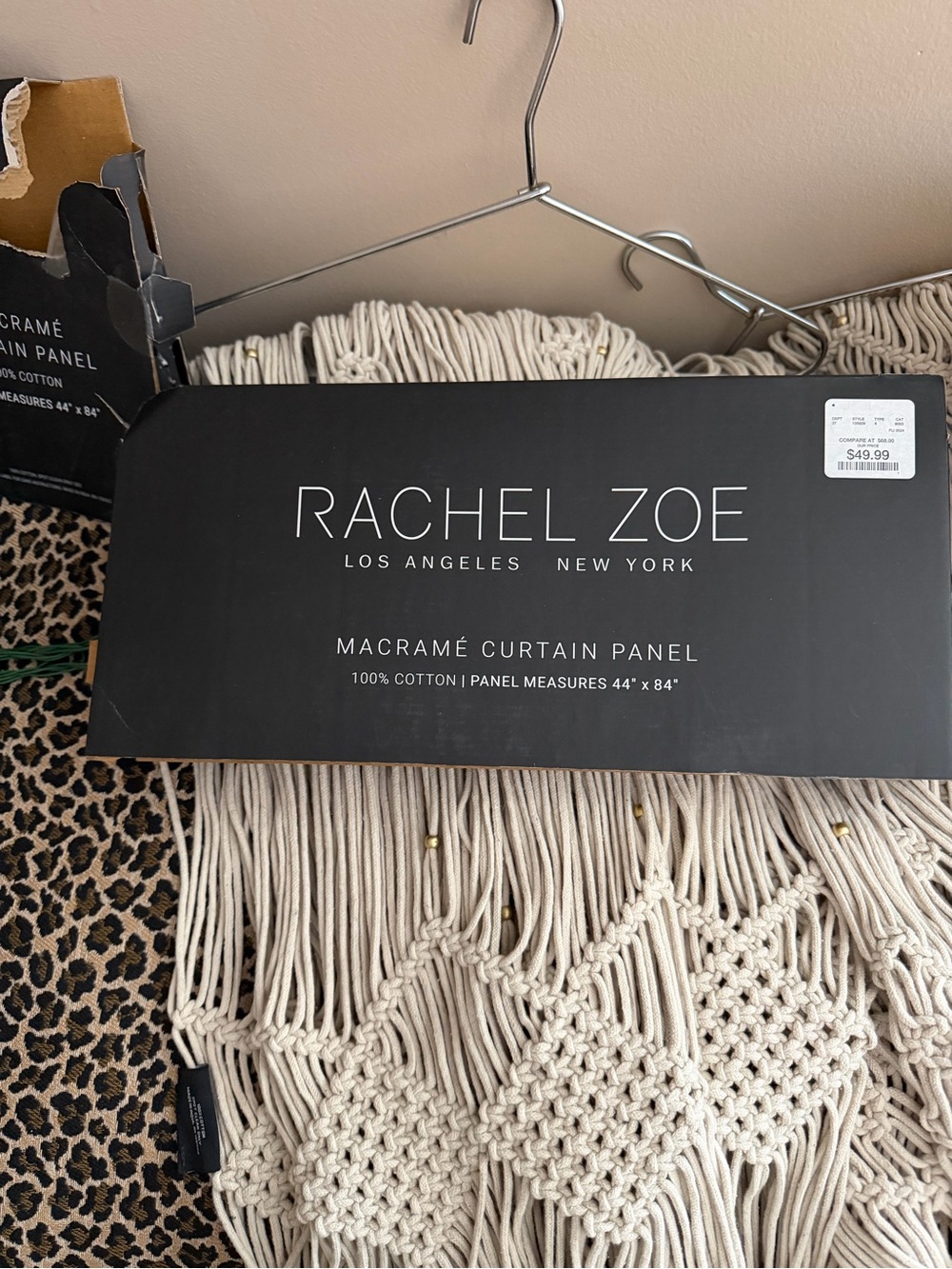 Rachel Zoe Cream Macramé Curtain Panel with Fringe